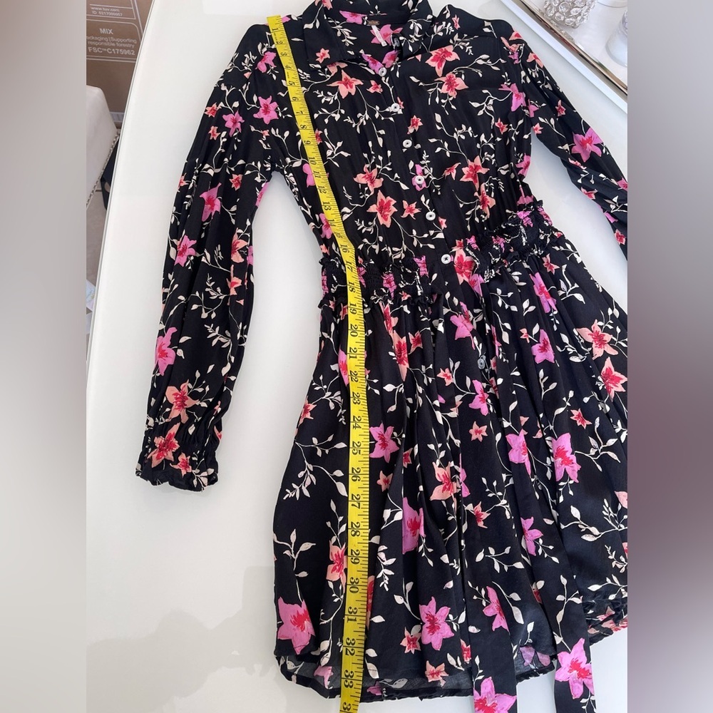 Free People Black and Pink Floral Long Sleeve Dress - Picture 7 of 16